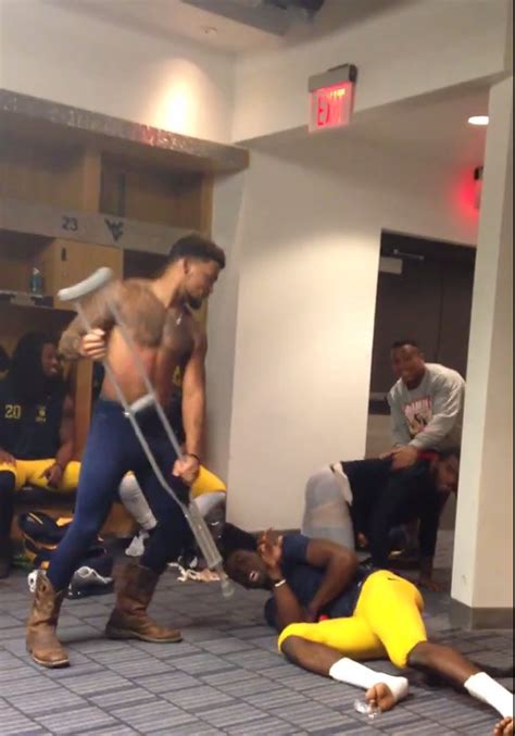 West Virginia Players Wrestle Wwe Style In Locker Room