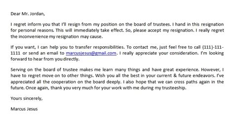 Trustee Resignation Letter And Its Sample Template Business Psd