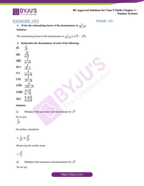 Rs Aggarwal Solutions For Class 9 Exercise 1f Chapter 1 Number Systems