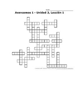 Today i hope to share you a chess genius and one of my favorite it will be really helpful for all chess lovers who hope to improve. Avancemos 1, Unit 3 Lesson 1 (3-1) Crossword Puzzle by ...
