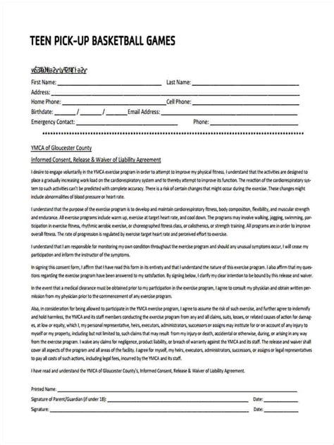 Free 7 Sample Basketball Waiver Forms In Ms Word Pdf