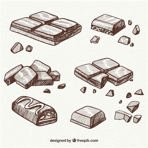 free vector collection of chocolate bars in sketch style