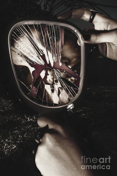 Woman With Broken Mirror And Shattered Reflection Photograph By Jorgo