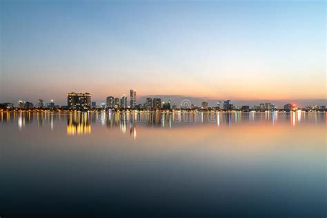 Hanoi Cityscape At Twilight At West Lake Ho Tay Stock Photo Image Of