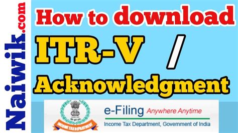 How To Download Itr V Acknowledgement From Income Tax Department Website Youtube
