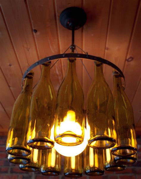 Custom Made Recycled Wine Bottle Chandelier By Rainvilledesigns
