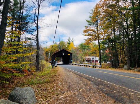County Covered Bridge In Greenfield New Hampshire Spanning Contoocook