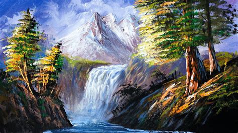 Waterfall Painting Acrylic Painting Hidden Waterfalls Landscape Youtube