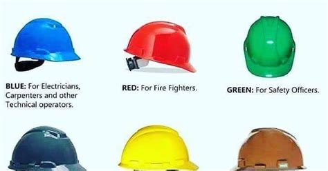 Electricians and contractors understand these. Colour Code for Helmet ~ Engineer Diary