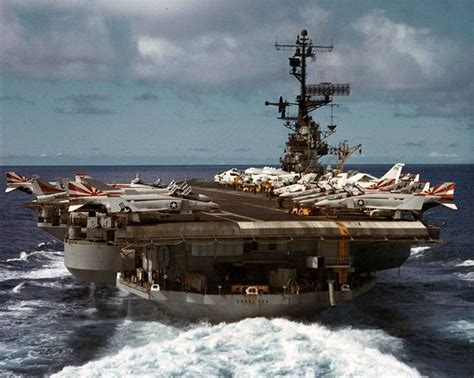 The Midway Class Aircraft Carrier Uss Coral Sea Cva43 During Vietnam