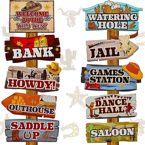 20 Pieces Western Party Directional Sign Western Cowboy Theme Wild West