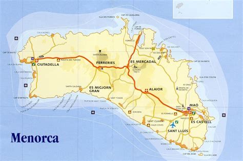 Mapa De Carreteras De Isla Menorca EQE