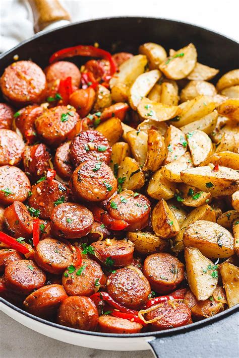 Return potatoes and sausage to the skillet and mix well. 20-Minute Smoked Sausage and Potato Skillet | Smoked ...
