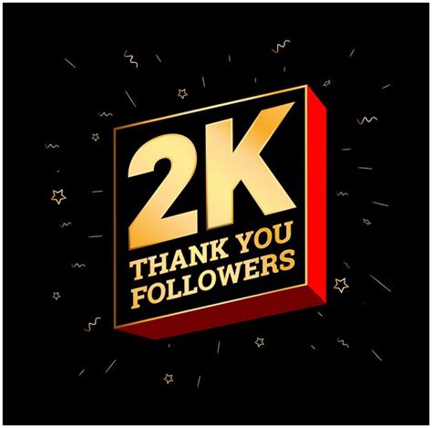 Premium Vector 2k Thank You Followers In Golden Text 2000 Followers