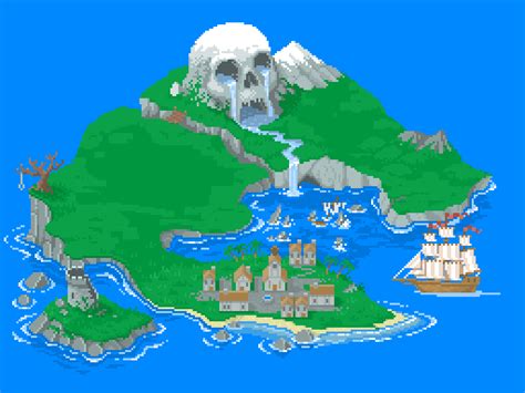 Pixel Art Treasure Island On Behance