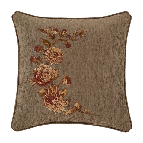 Camellia 18 Square Embellished Decorative Throw Pillow In Taupe By J