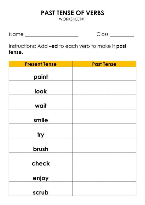 Ejercicio De Regular Past Tense Of Verbs Hojas De Ingl S Para Ni Os