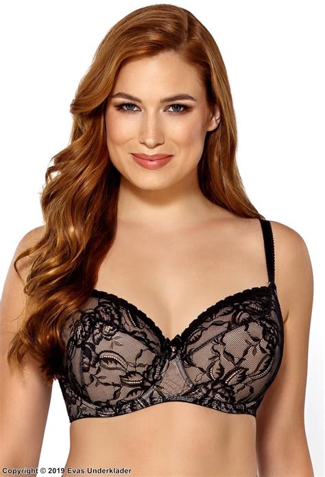 Full Cup Bra Floral Lace Mesh Overlay C To M Cup