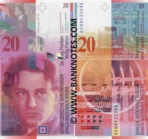 Switzerland 20 Franken 2004 Swiss Currency Bank Notes Paper Money