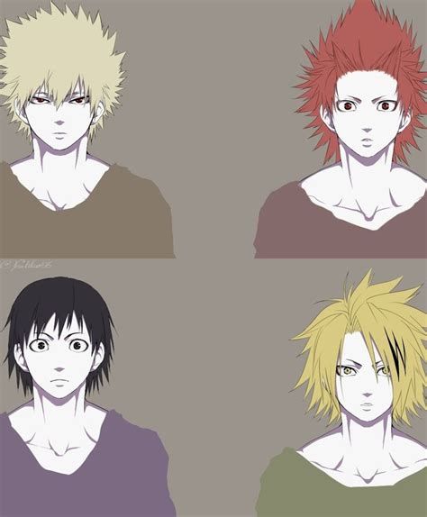 Four Anime Characters With Different Colored Hair