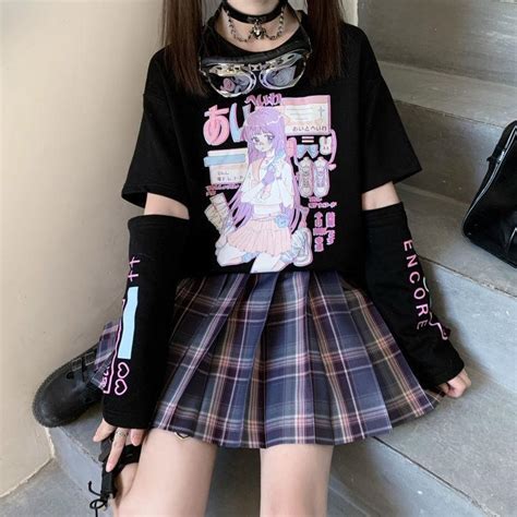 Gamer Warrior Anime Girl T Shirt Top Harajuku Japan Kawaii Babe
