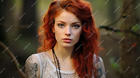Premium Ai Image A Woman With Red Hair And Tattoo On Her Arm