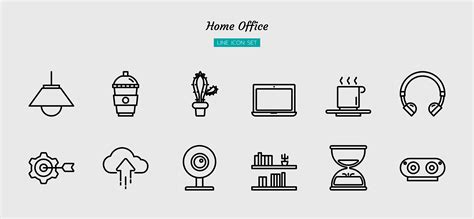 Home Office Black Line Icon Symbol Set 1255071 Vector Art
