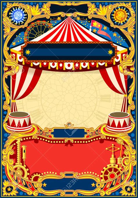 Circus Editable Frame Vintage Template With Circus Tent For