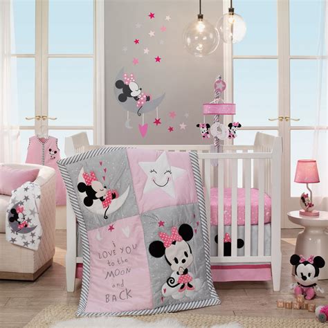 There are many great choices here for disney crib bedding. Disney Baby Minnie Mouse Pink 4-Piece Nursery Crib Bedding Set