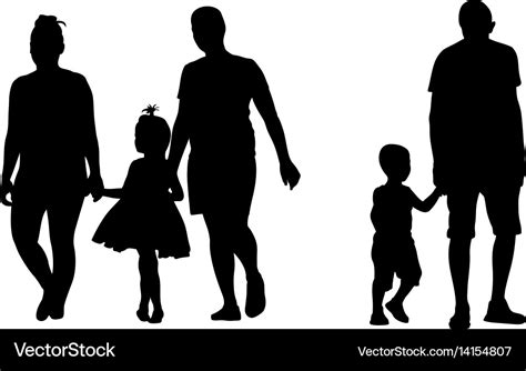 Silhouettes Parents Holding Kids Hands Royalty Free Vector