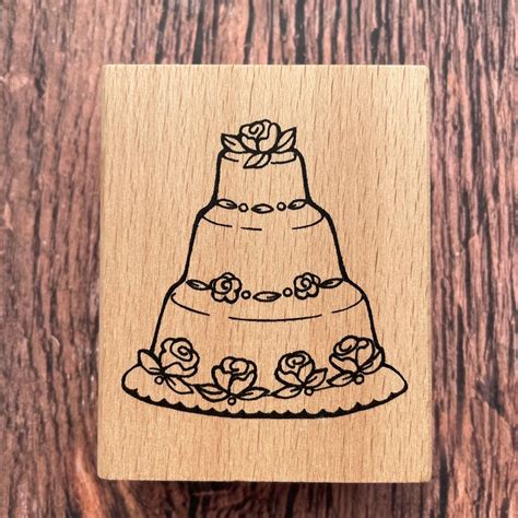 Wedding Cake Stamp Wood Stamp Wedding Stamp Engagement Etsy