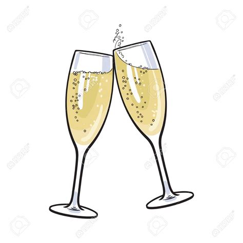 Pair Of Champagne Glasses Set Of Sketch Style Vector Illustration