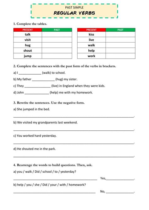 Past Simple Regular Verbs Worksheet For Primaria Agenda Escolar