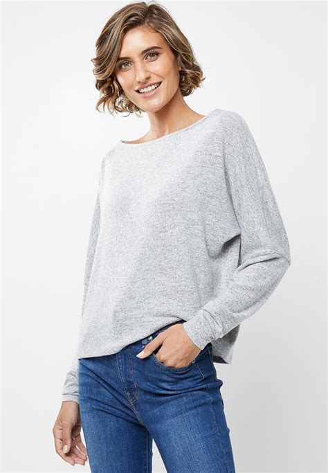 Slouch Crew Neck Top Grey Melange Edit T Shirts Vests And Camis