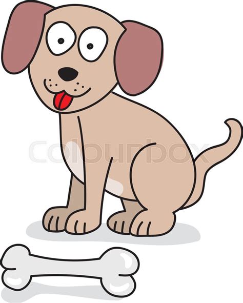 Cute Dog Sitting With Bone In Front Stock Vector Colourbox
