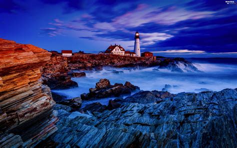 Rocks Lighthouse Maritime Sea Beautiful Views Wallpapers 2880x1800