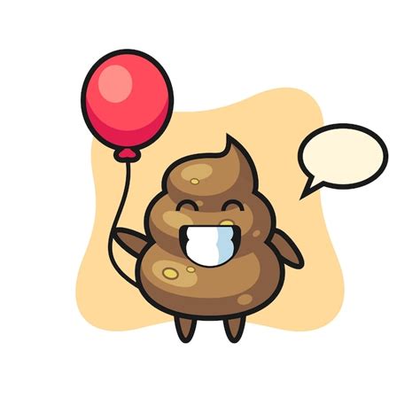 Premium Vector Poop Mascot Illustration Is Playing Balloon Cute