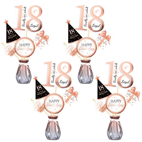 Buy Qpout Rose Gold Th Birthday Centerpiece Sticks Th Birthday Table Toppers Birthday Party