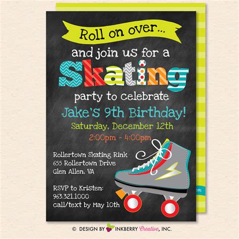 Roller Skating Birthday Party Invitation Boys Roller Skate Etsy Schweiz