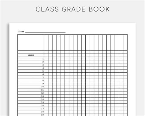 Printable Grade Book Teacher Grade Book Grade Tracker Grade Etsy