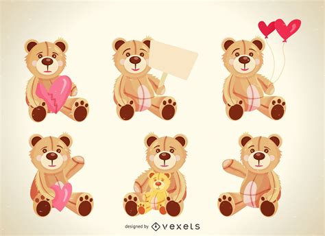 Set Of Teddy Bear Illustrations Vector Download