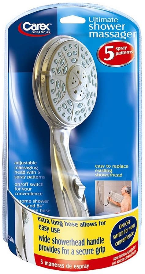 Carex Ultimate Shower Massager Handheld Shower With 5 Spray Settings Convenient Pause Function