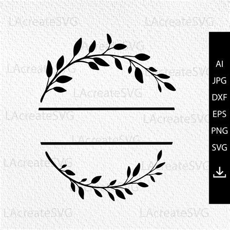 Digital Floral Wreath Svg Monogram Svg Frame Svg Laurel Wreath Svg