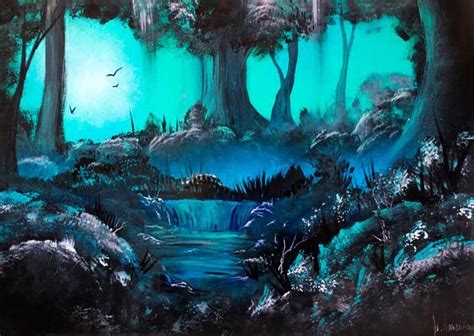 Turquoise Forest Turquoise Painting Turquoise Wall Decor Etsy