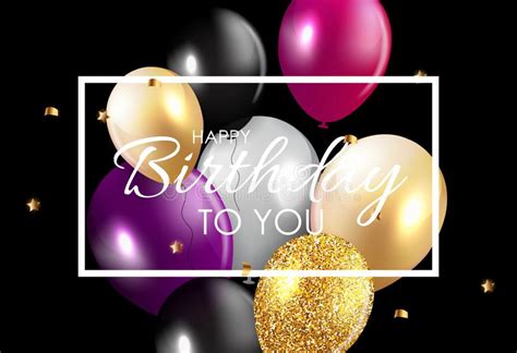 Glossy Happy Birthday Balloons Background Vector Illustration Stock