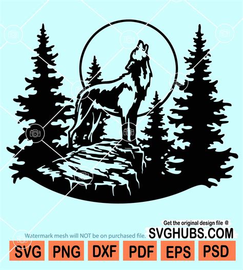 Wildlife And Howling Wolf Scene Svg Howling Wolf Svg Howling Wolf