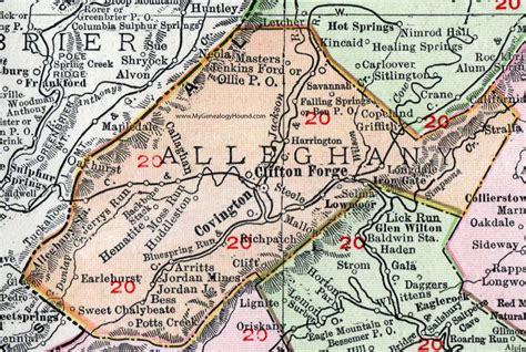 Alleghany County Virginia Map 1911 Rand Mcnally Covington Clifton