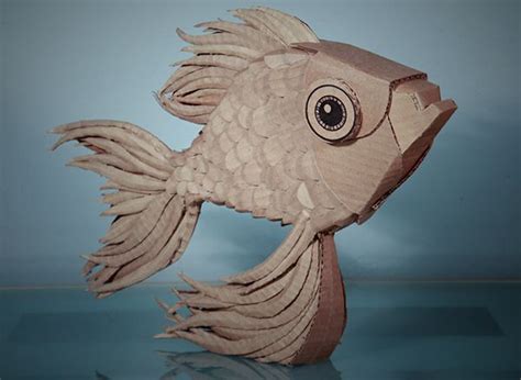 Goldfish On Behance Cardboard Art Projects 3d Paper Crafts Cardboard