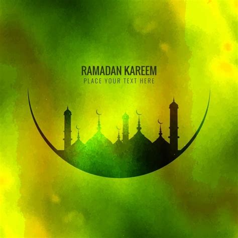 Free Vector Watercolor Green Ramadan Kareem Background