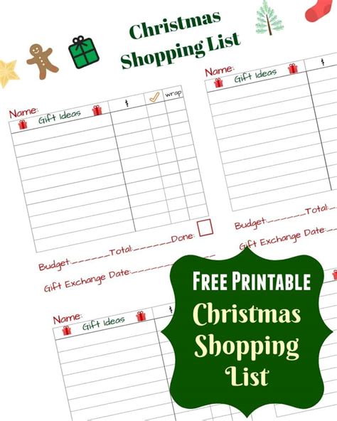 Free Christmas Shopping List Printable Free Printable Templates